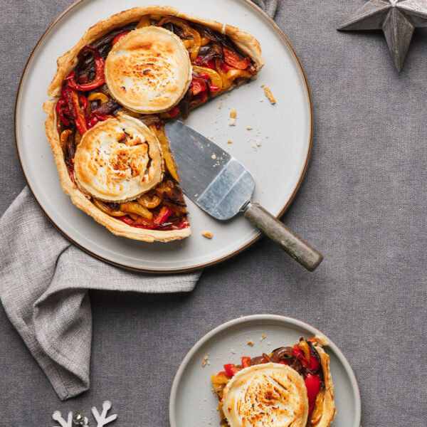 Roasted Pepper & Goats Cheese Tart (V)